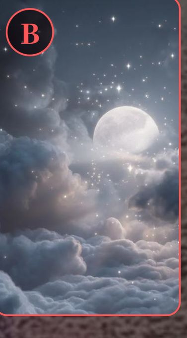 B 半掩在雲後的月